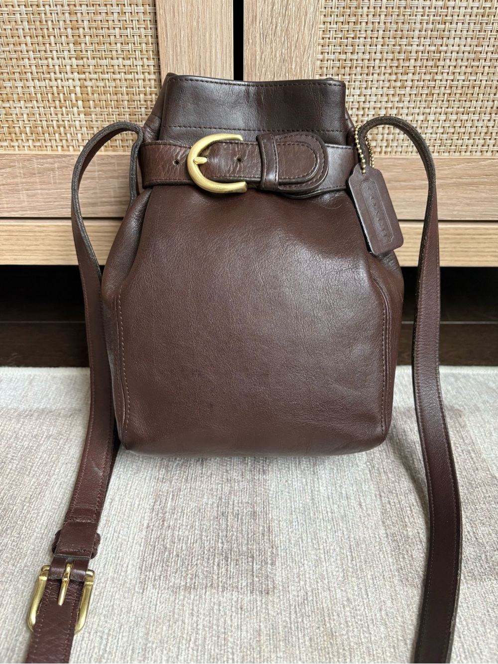 COACH Vintage SoHo Mahogany Brown Belted Buckle Pouch Crossbody Handbag 4156